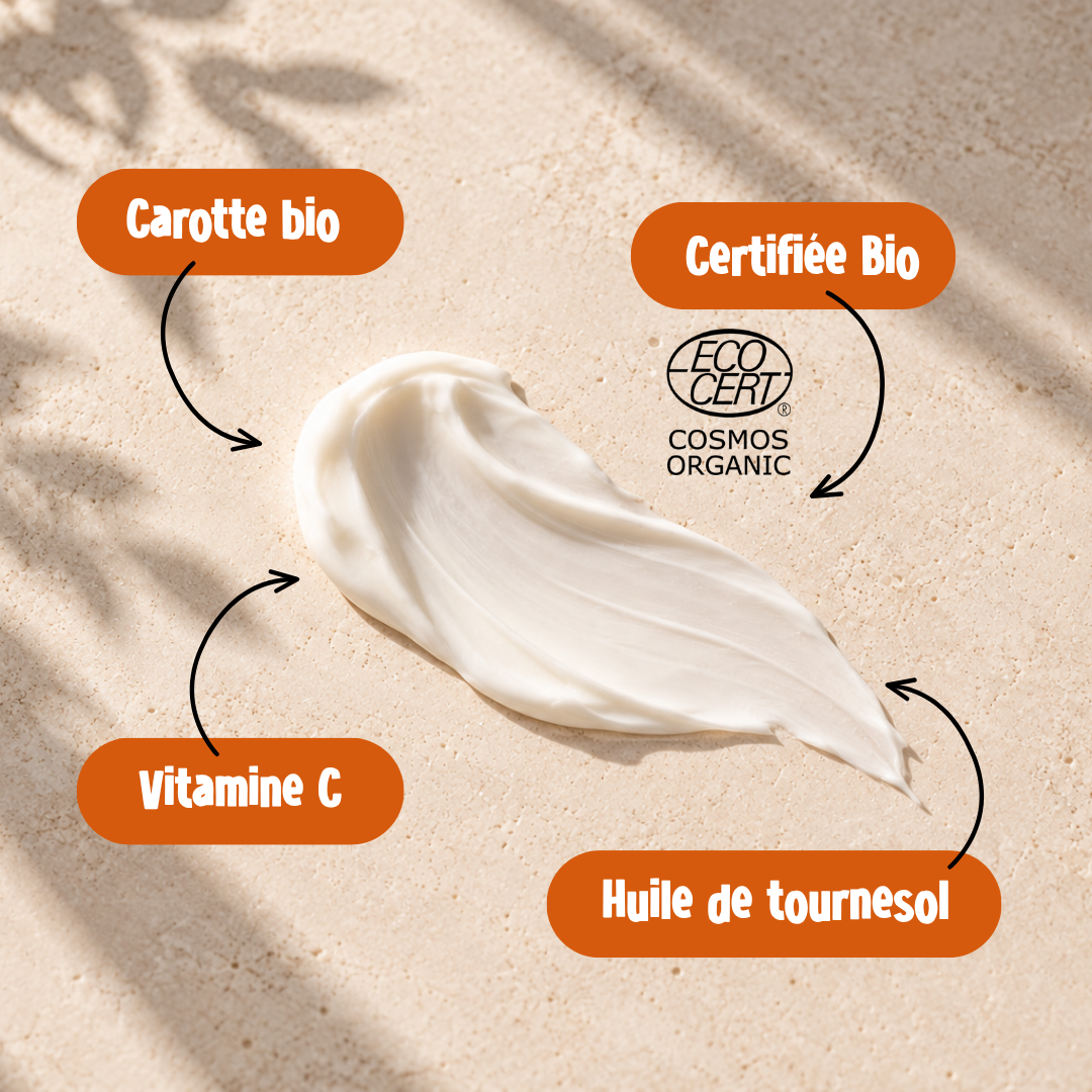 Crème visage hydratante à la carotte bio